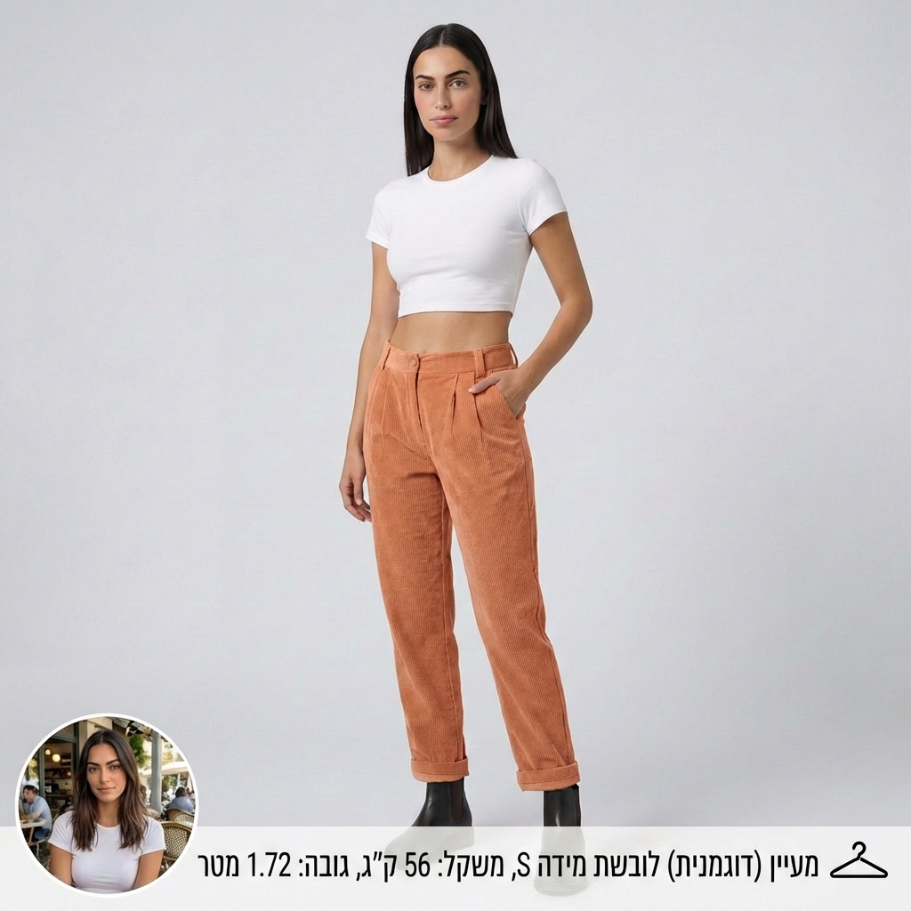 מכנס קורדרוי נוח ואלגנטי עם מותן בינונית