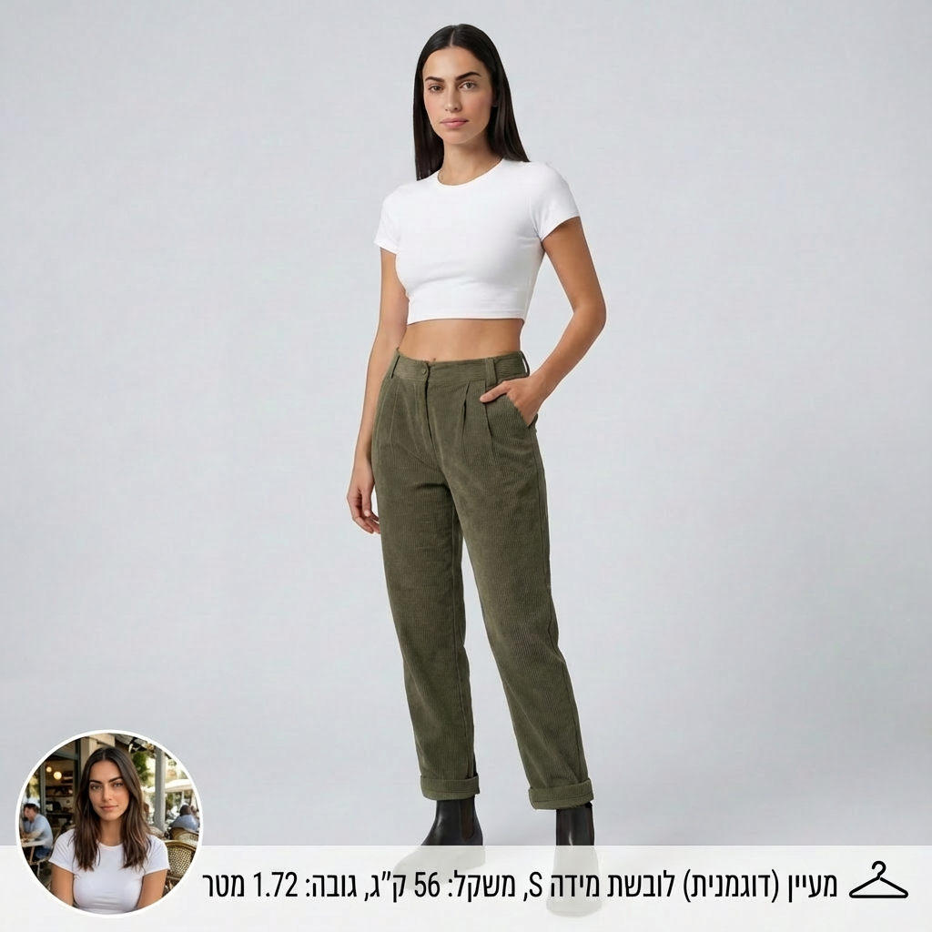 מכנס קורדרוי נוח ואלגנטי עם מותן בינונית